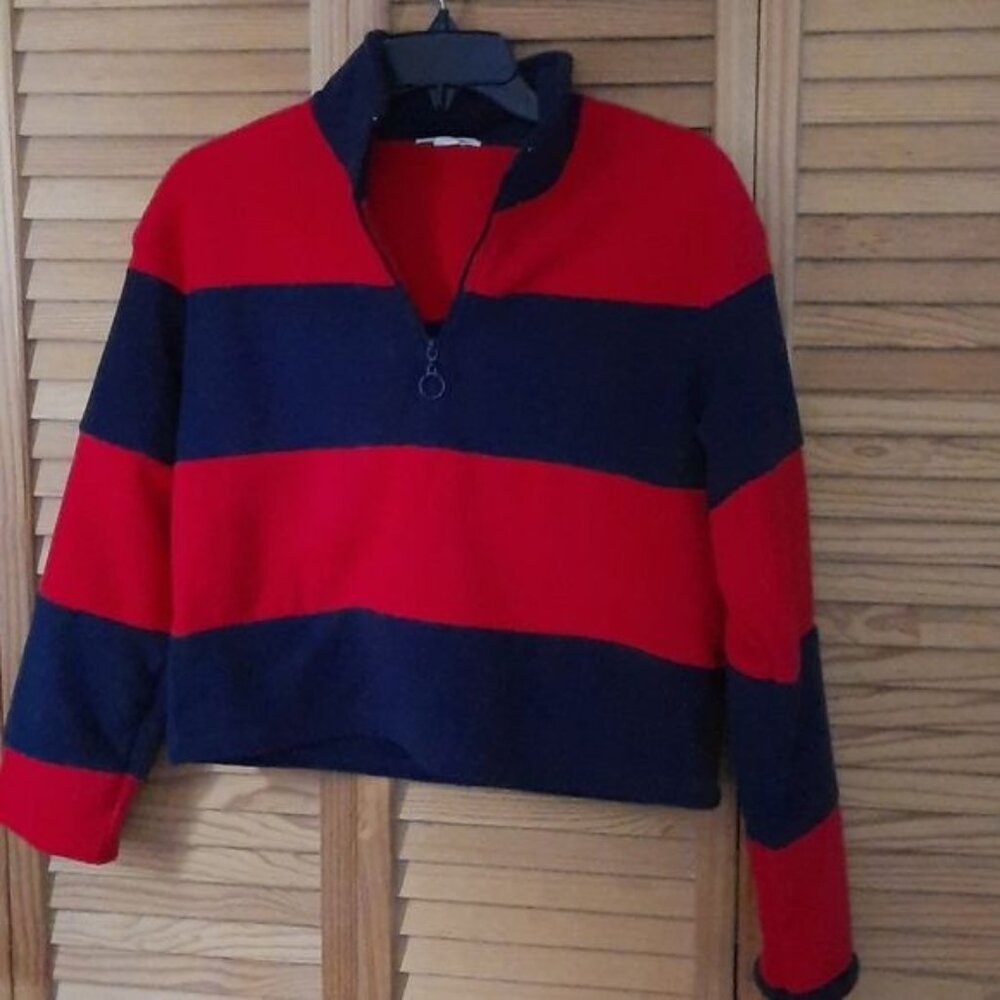 Garage 1/2  Zipper Fleece Sweatshirt Crop Size XS